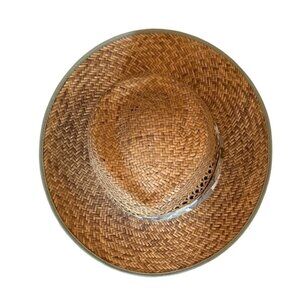 Handwoven Straw Sun Hat W/ Floral Band & Wide Brim - Size Large - Made In China